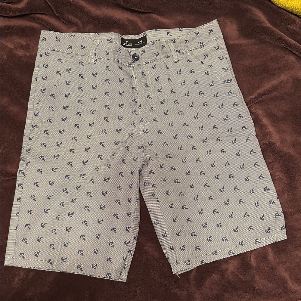 Gray Anchor Print Men's Shorts